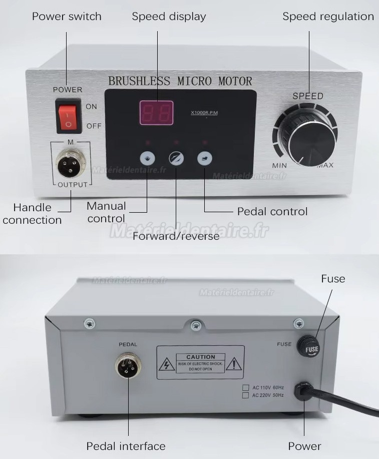 Micromoteur de laboratoire dentaire avec pièce à main sans balais de 70K tr/min